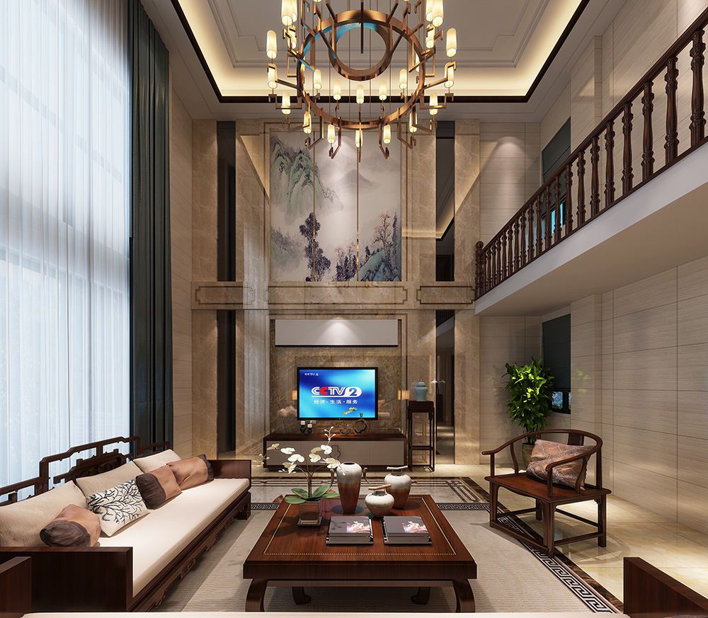 湛江市帝景居住宅小區(qū)新中式風(fēng)格別墅裝修案例