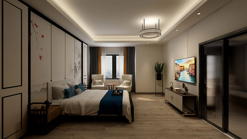 新中式風(fēng)格室內(nèi)裝修效果圖-美的翰城四居155平米-主臥 新中式風(fēng)格室內(nèi)裝修效果圖-美的翰城四居155平米-主臥