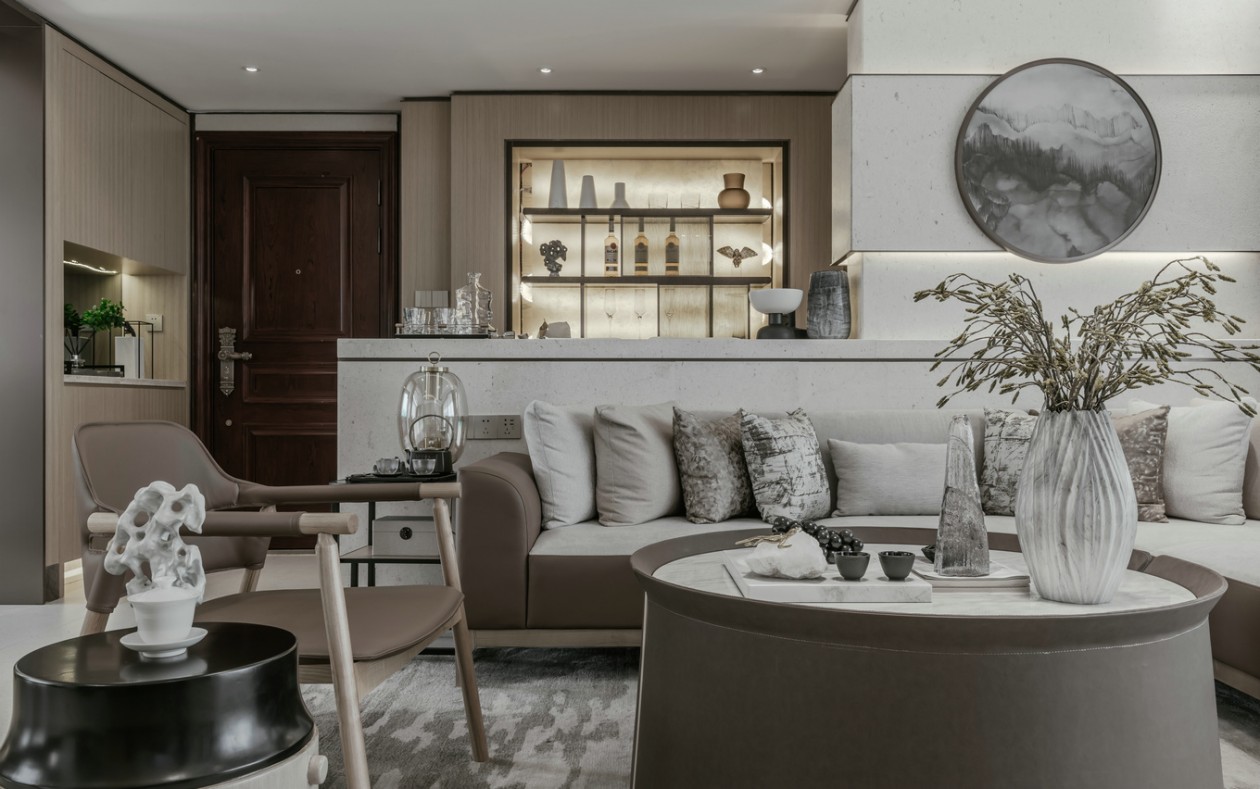 新中式風(fēng)格室內(nèi)家裝案例效果圖-客廳茶幾 新中式風(fēng)格室內(nèi)家裝案例效果圖-客廳茶幾