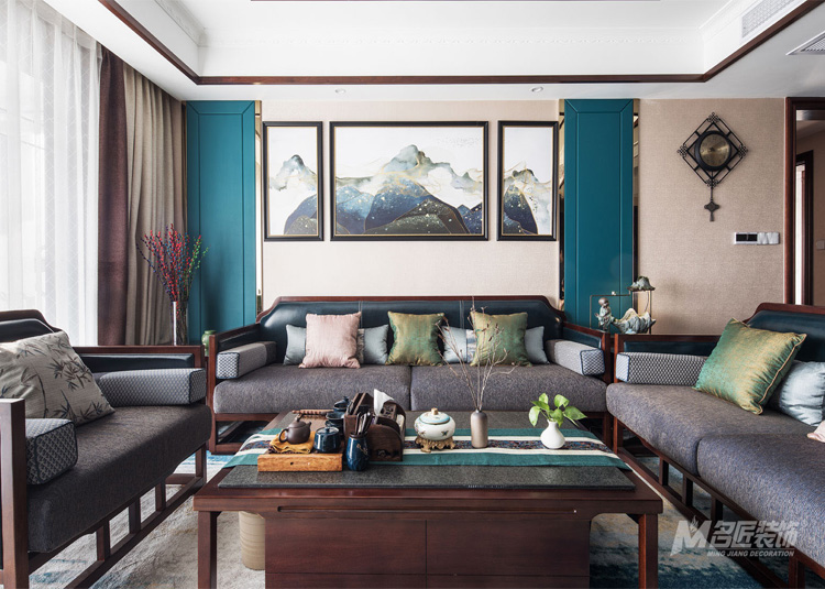 佛山市綠城·桂語蘭庭新中式風(fēng)格三居室裝修案例