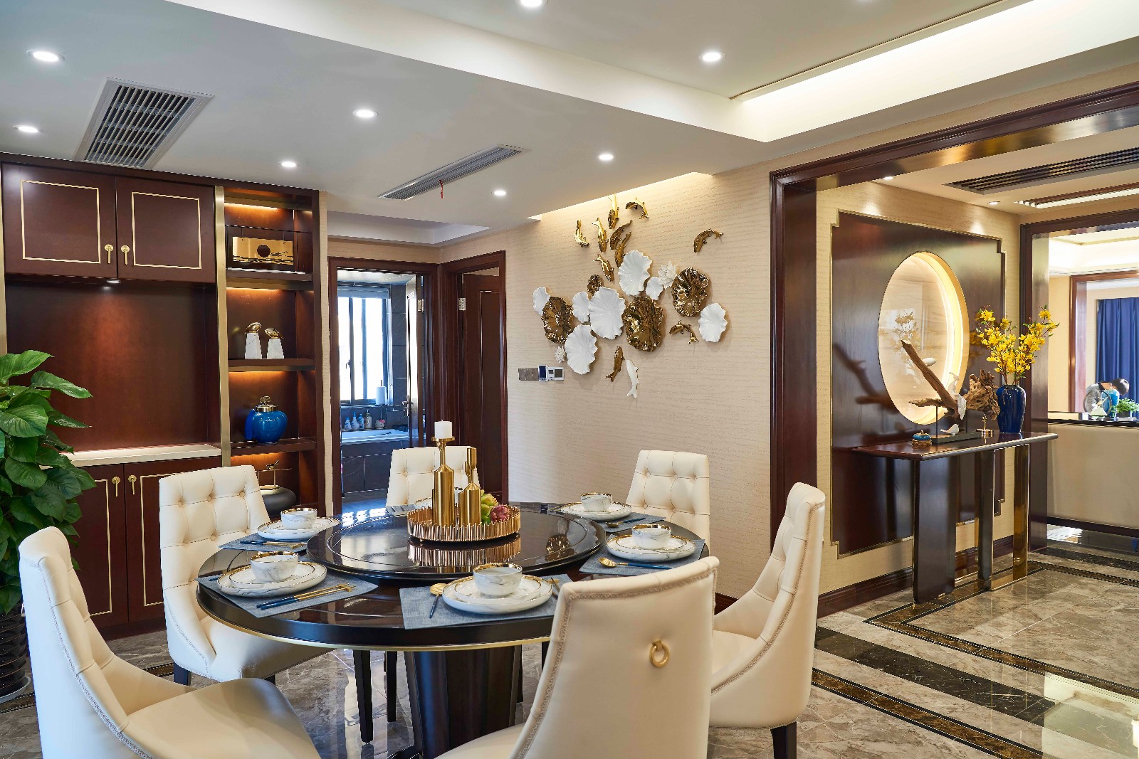 裝修案例新中式風格室內(nèi)裝修效果圖-餐廳 裝修案例新中式風格室內(nèi)裝修效果圖-餐廳