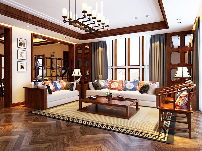 佛山市萬(wàn)科悅都薈新中式風(fēng)格四居室裝修案例