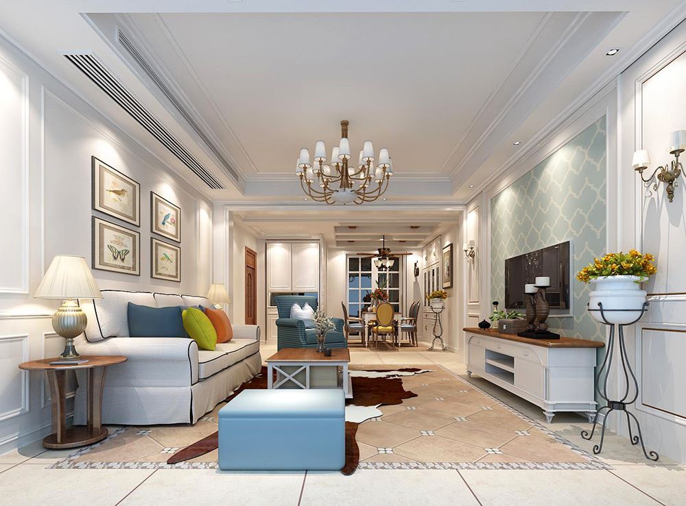 連云港市天順國際花園美式風(fēng)格三居室裝修案例