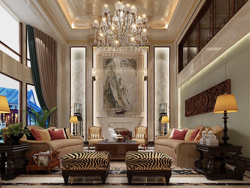 泰州市柏建小區(qū)新中式風(fēng)格別墅裝修案例