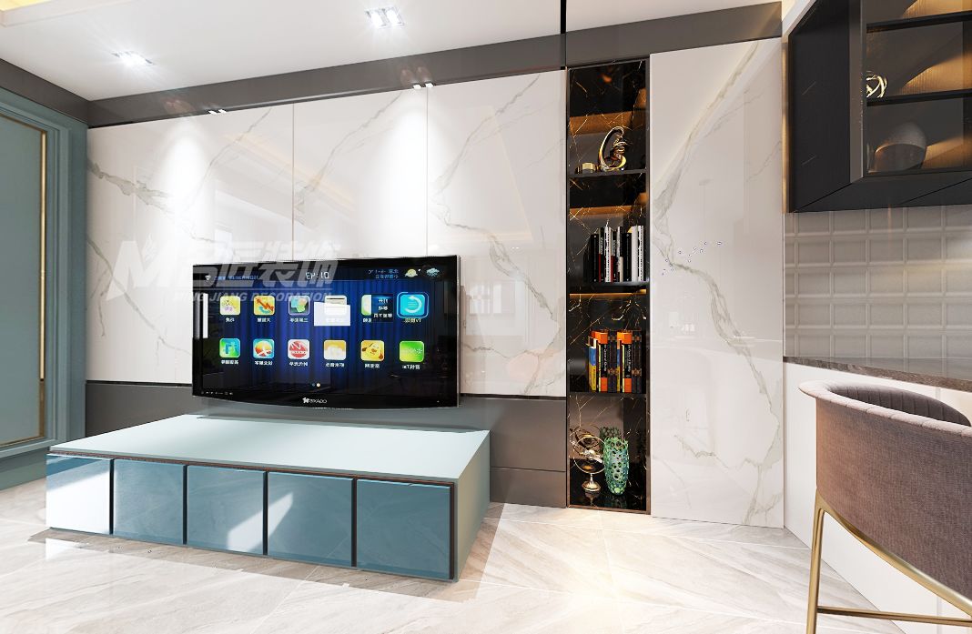 小戶型北歐輕奢室內(nèi)裝修設(shè)計-客廳電視背景墻 小戶型北歐輕奢室內(nèi)裝修設(shè)計-客廳電視背景墻