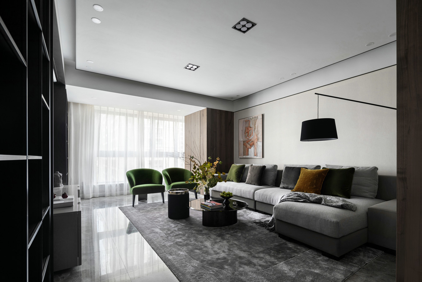 現代高級灰風格室內家裝案例效果圖-客廳 現代高級灰風格室內家裝案例效果圖-客廳