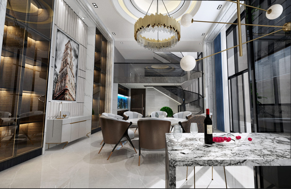 佛山保利外灘一號(hào)別墅350平米現(xiàn)代簡約風(fēng)格室內(nèi)裝修案例-餐廳 佛山保利外灘一號(hào)別墅350平米現(xiàn)代簡約風(fēng)格室內(nèi)裝修案例-餐廳