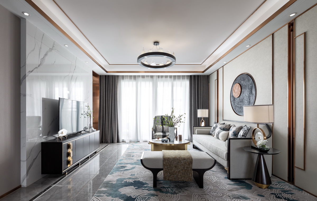 簡(jiǎn)約新中式風(fēng)格室內(nèi)家裝案例效果圖-客廳 簡(jiǎn)約新中式風(fēng)格室內(nèi)家裝案例效果圖-客廳