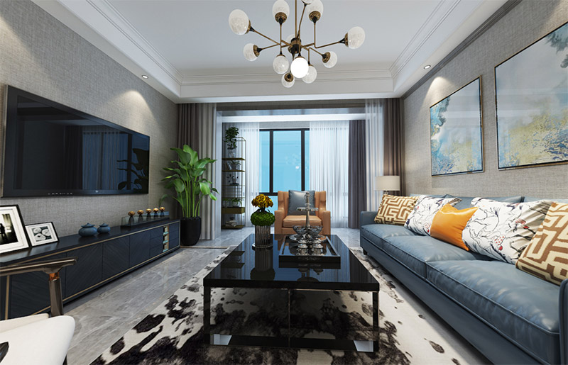 現(xiàn)代前衛(wèi)風格室內裝修效果圖-藍園三居120平米