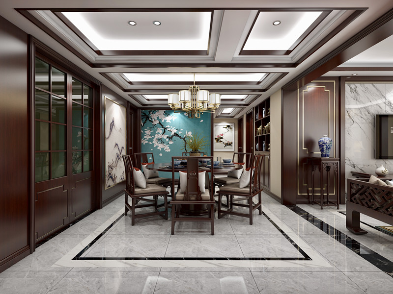 韶關(guān)市中核錦苑新中式風(fēng)格三居室裝修案例