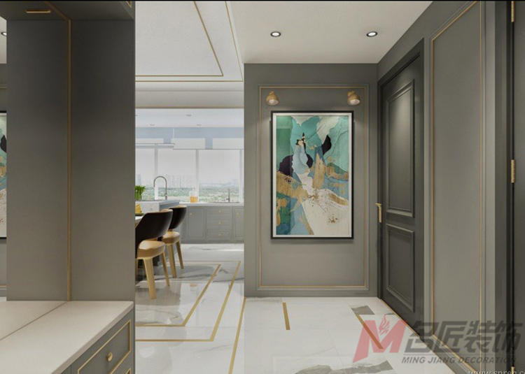 現(xiàn)代輕奢風格室內(nèi)裝修設計效果圖-保利天璽135平米-室內(nèi)玄關(guān)裝修設計