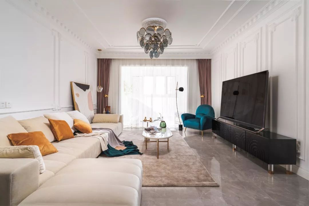 裝修公司法式風格室內(nèi)裝修效果圖-客廳