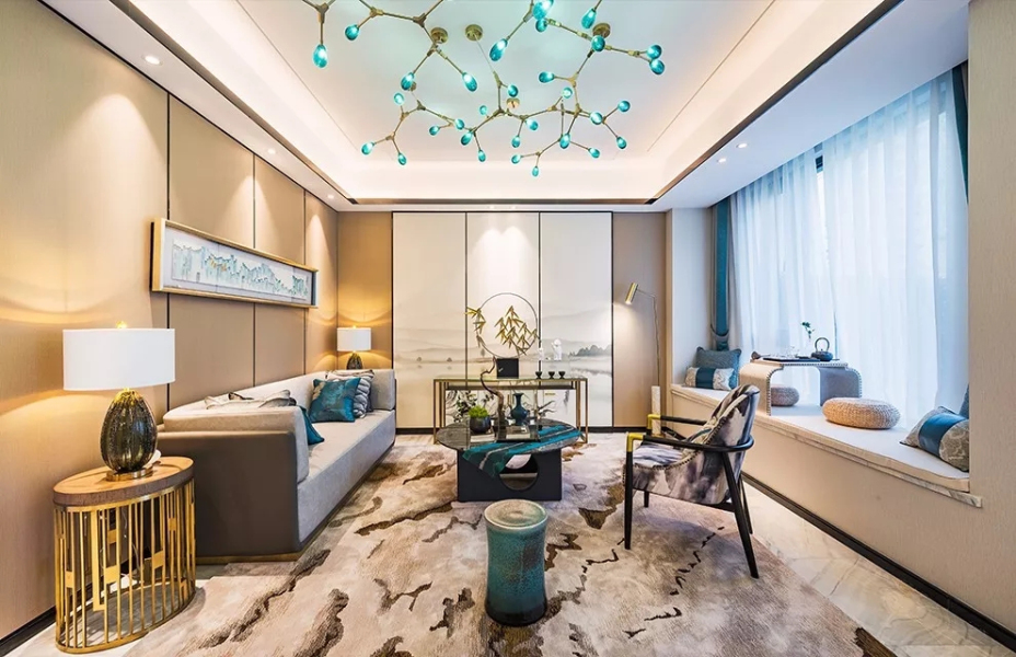 新中式風(fēng)格別墅家裝案例效果圖-客廳 新中式風(fēng)格別墅家裝案例效果圖-客廳