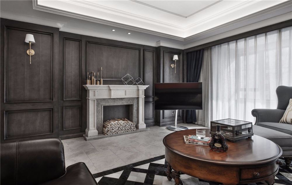 湛江市申藍(lán)寶邸美式風(fēng)格三居室裝修案例