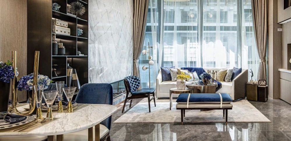 簡歐輕奢風(fēng)格室內(nèi)設(shè)計家裝案例-客廳