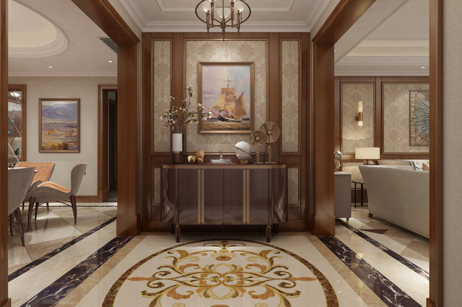 歐式風格家裝設計室內(nèi)裝修效果圖-玄關 歐式風格家裝設計室內(nèi)裝修效果圖-玄關