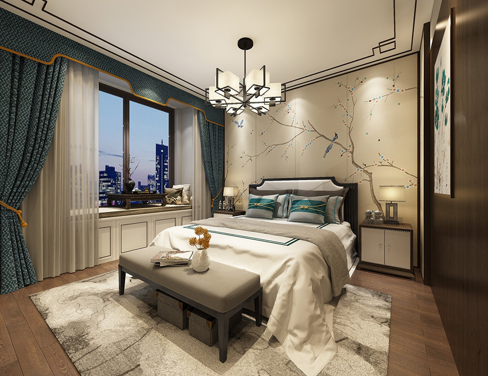 裝修公司新中式風格復式裝修效果圖-臥室 裝修公司新中式風格復式裝修效果圖-臥室