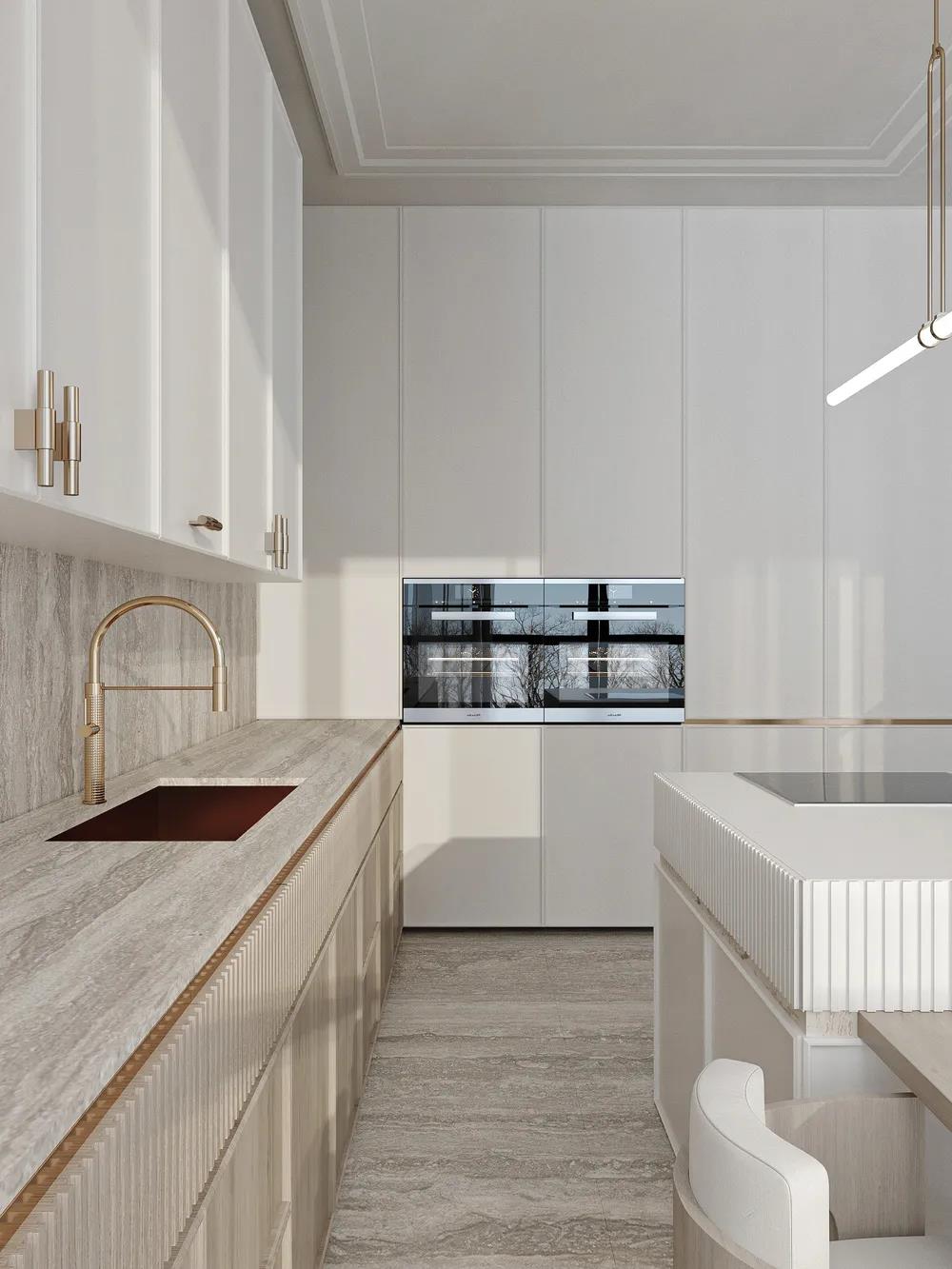 輕奢極簡風格室內(nèi)家裝案例效果圖-廚房 輕奢極簡風格室內(nèi)家裝案例效果圖-廚房