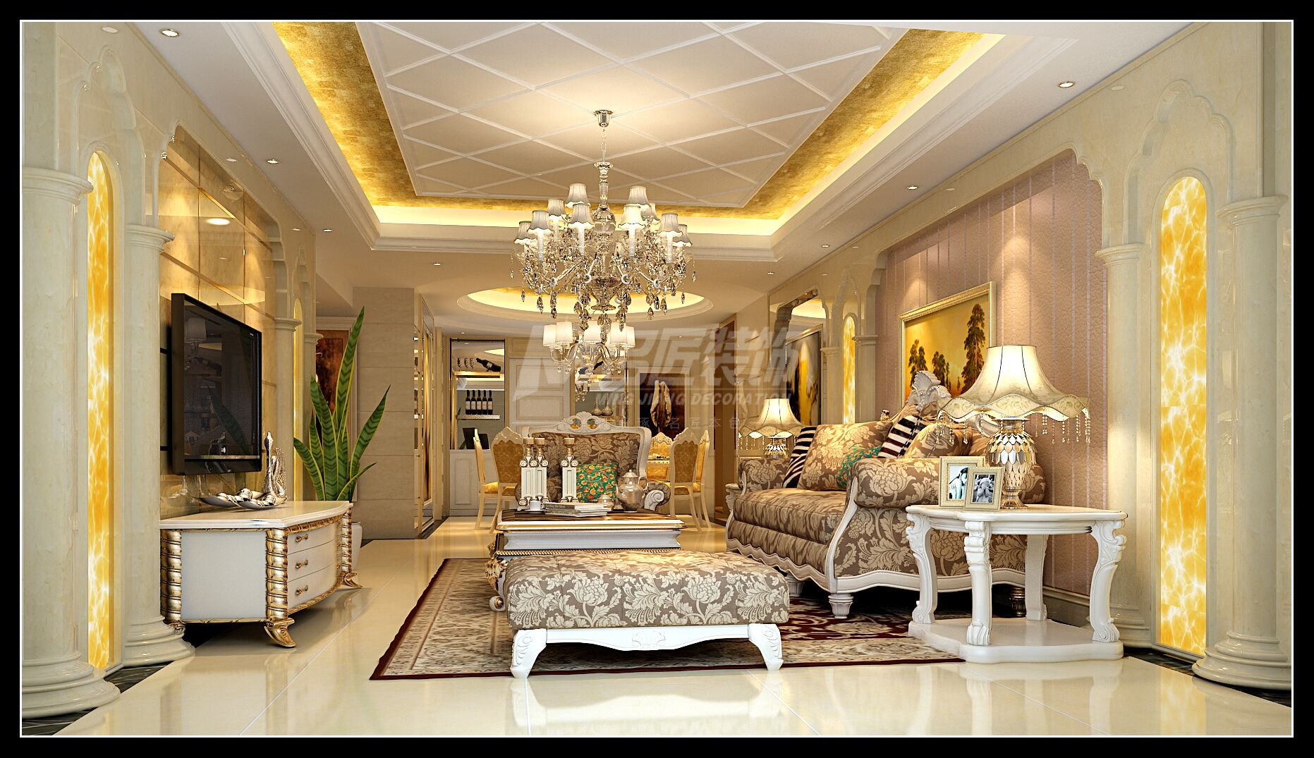 廣州市越秀濱海新城歐式風(fēng)格四居室裝修案例