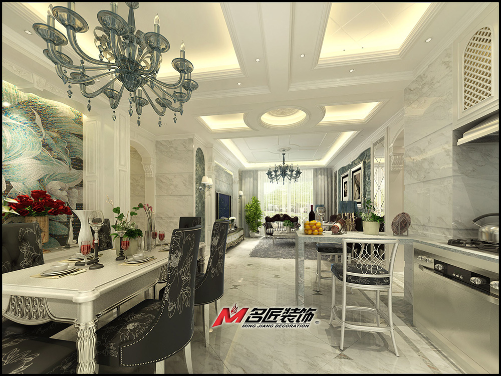 簡歐風(fēng)格室內(nèi)裝修效果圖-時代水岸三居111平米-室內(nèi)餐廳裝修設(shè)計(jì) 簡歐風(fēng)格室內(nèi)裝修效果圖-時代水岸三居111平米-室內(nèi)餐廳裝修設(shè)計(jì)