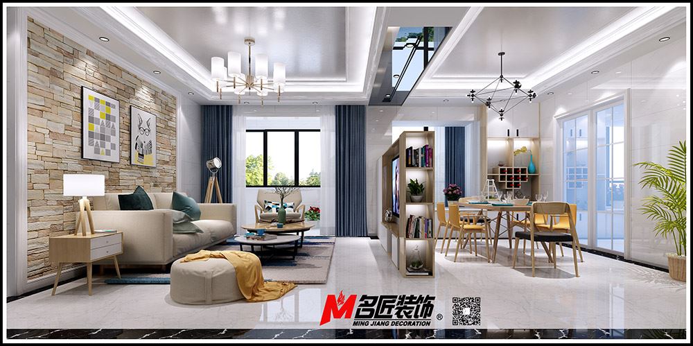 河源市鴻大城現(xiàn)代簡約風格三居室裝修案例