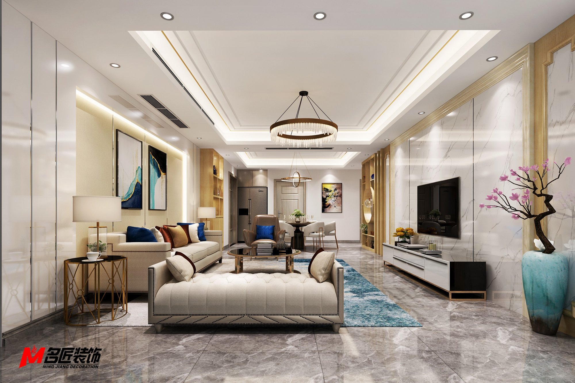 佛山市恒大雅苑輕奢風格三居室裝修案例