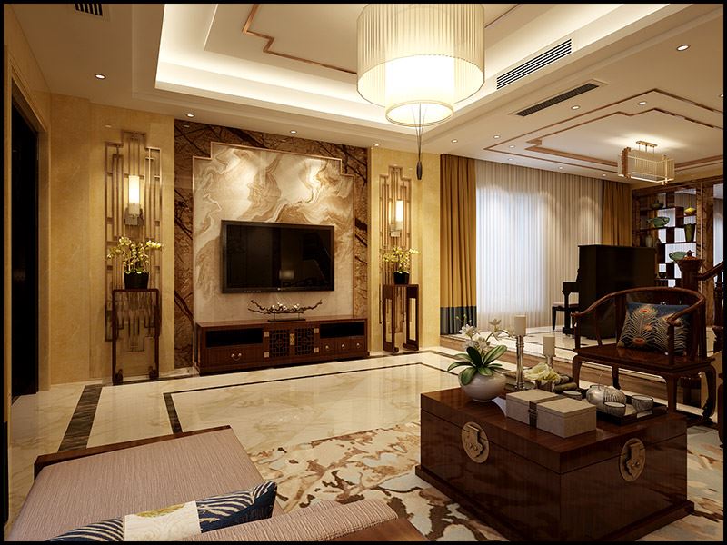 佛山市佛奧灣新中式風(fēng)格別墅裝修案例