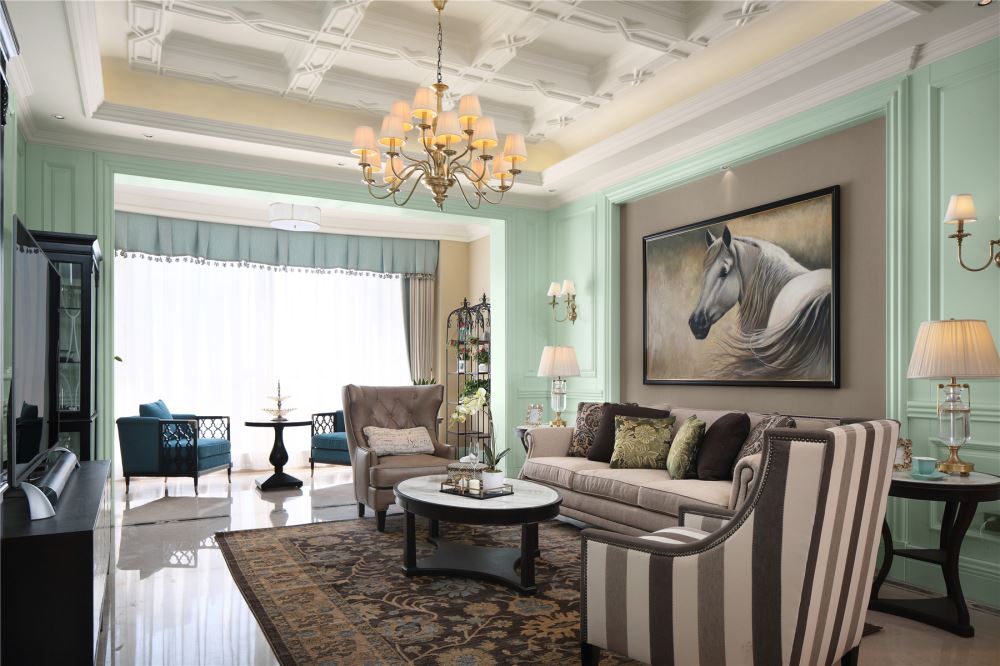 江門市城市名庭美式風(fēng)格三居室裝修案例