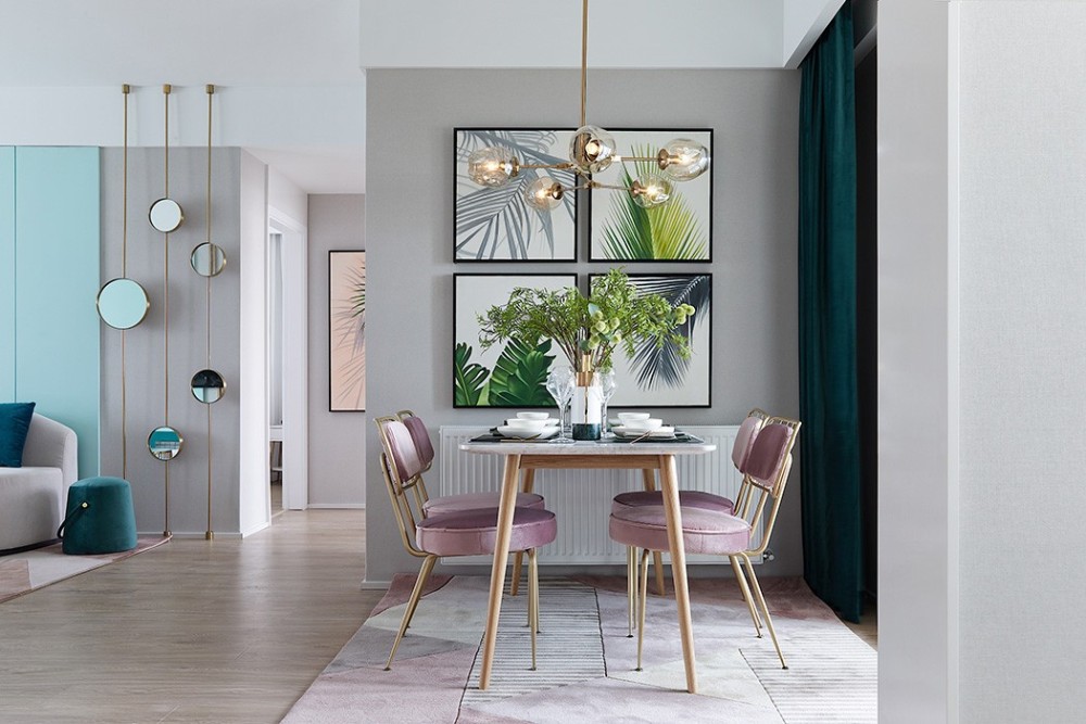 輕奢風格室內(nèi)家裝案例效果圖-餐廳