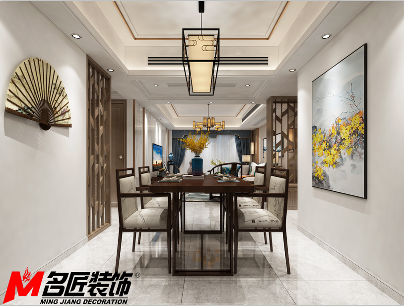 德陽(yáng)市印象戛納新中式風(fēng)格三居室裝修案例