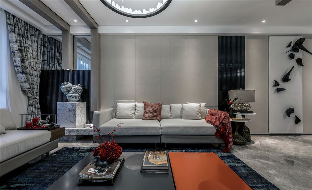 佛山市龍光天宸新中式風(fēng)格三居室裝修案例