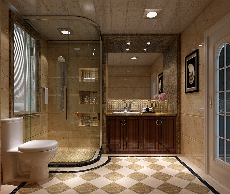 黃岐長信御景峰四居186平米歐式風格室內裝修案例-衛(wèi)生間