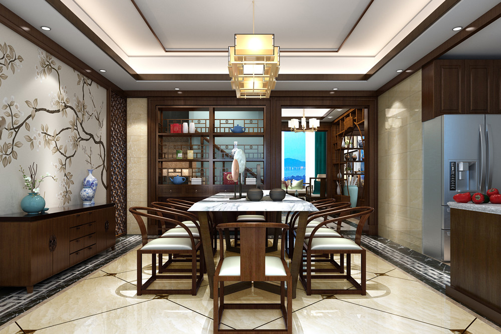 惠州市中洲中央公園新中式風(fēng)格別墅裝修案例