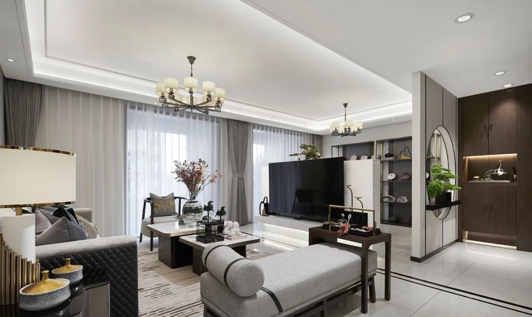 廣州市錦城花園新中式風格三居室裝修案例