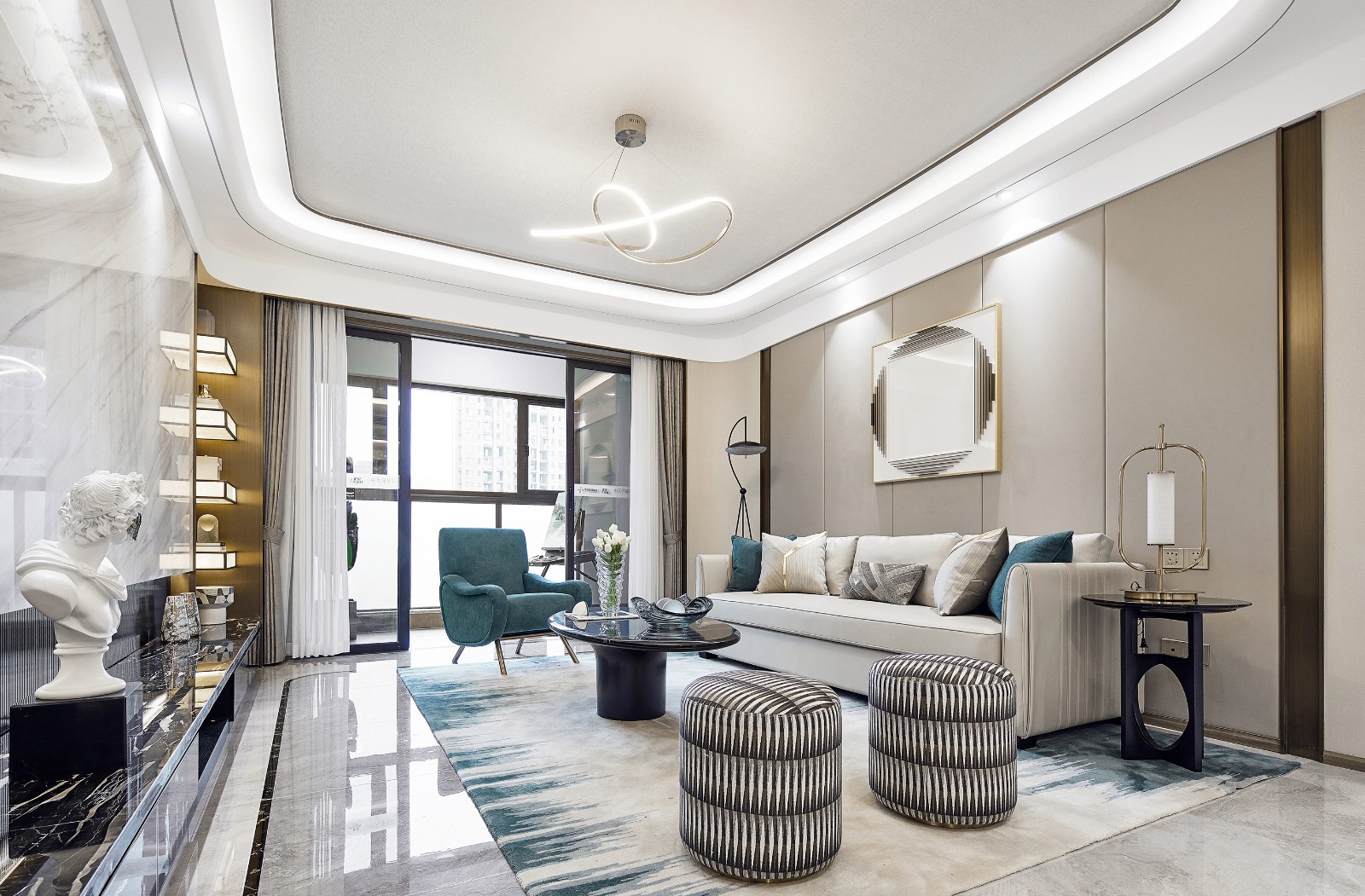 廣州市錦城花園輕奢風格三居室裝修案例