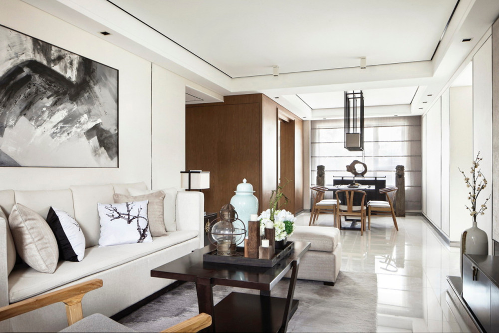 廣州市萬(wàn)科南方公元新中式風(fēng)格三居室裝修案例