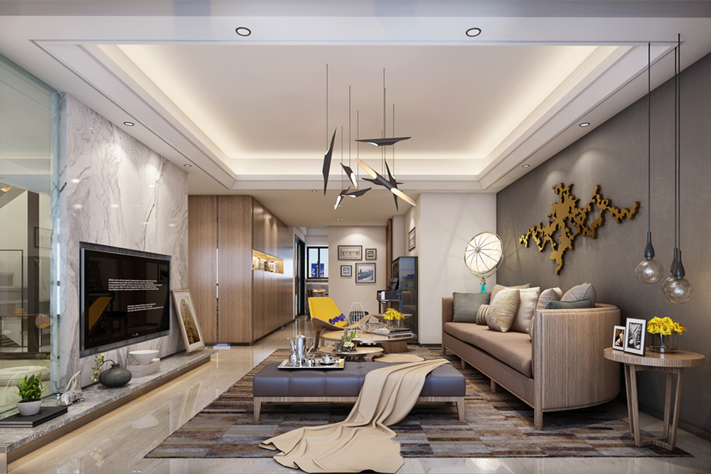 廣州市南沙金茂灣新中式風格四居室裝修案例