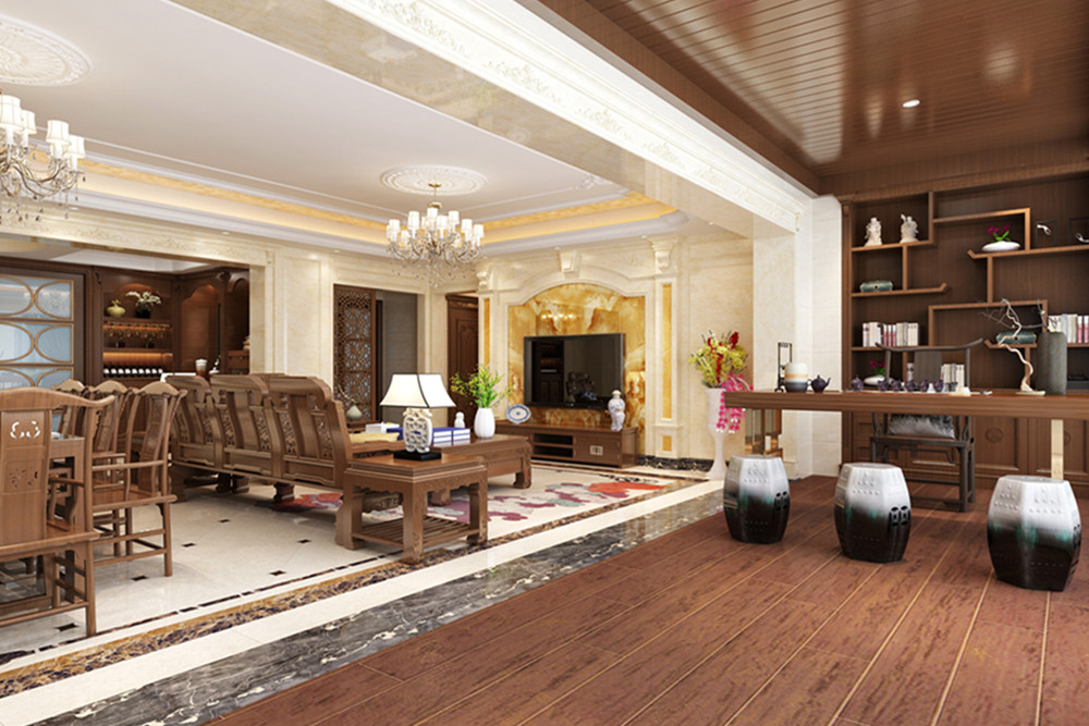 珠海市龍光玖云著新中式風(fēng)格四居室裝修案例