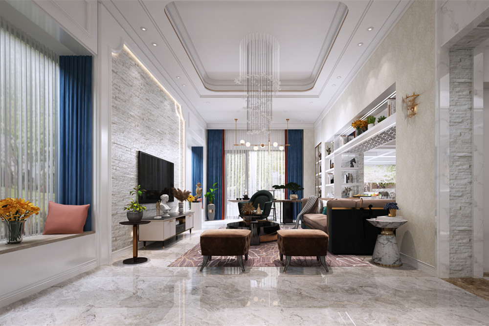 中山市健康花城新中式風(fēng)格別墅裝修案例