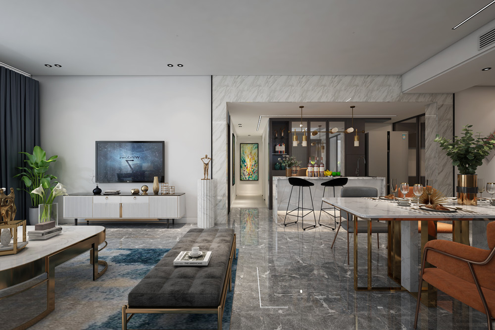 中山市二處一中商住樓現(xiàn)代簡約風(fēng)格三居室裝修案例