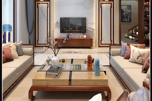 玉林市英華小區(qū)新中式風格別墅裝修案例