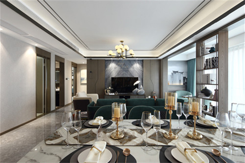 德陽市城西路40號院輕奢風格三居室裝修案例