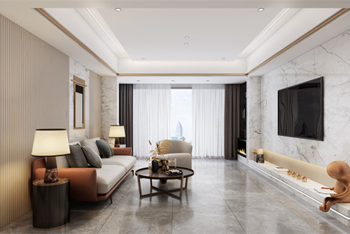 德陽市凱麗景湖新中式風(fēng)格三居室裝修案例