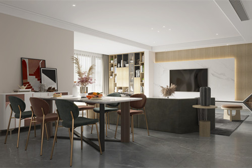 德陽市濱河路21號院輕奢風格三居室裝修案例