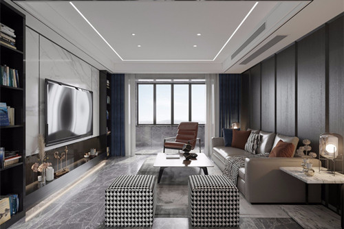 淮安市板閘家苑現(xiàn)代簡約風格三居室裝修案例