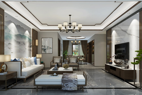 惠州101-200平米新中式風格翡麗港室內(nèi)設計效果圖