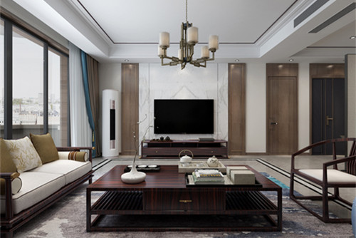 秦皇島101-200平米新中式風格萬和城室內(nèi)設計效果圖