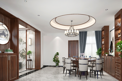 韶關市外灘華府新中式風格別墅裝修案例