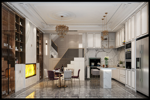 涼山彝族自治州安寧小區(qū)現代簡約風格別墅裝修案例