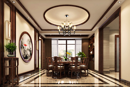 ?？谑协h(huán)球100寶龍城新中式風(fēng)格別墅裝修案例